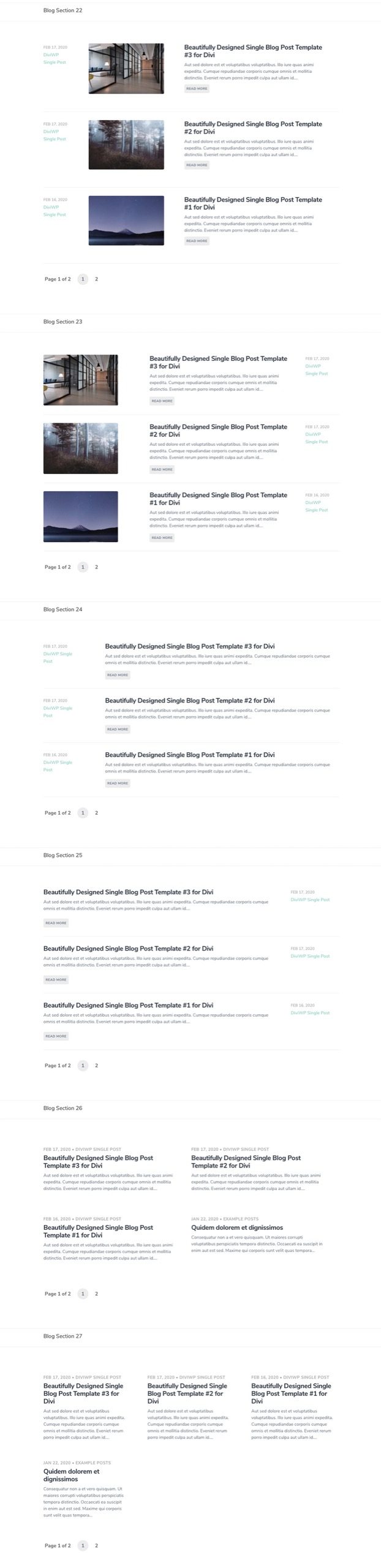 DiviWP Blog Sections