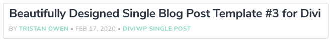 DiviWP Blog Sections