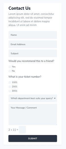 The CSS enables the form to format beautifully across tablet and mobile views