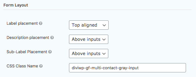 You would then update your form settings with this classname. Here's an example