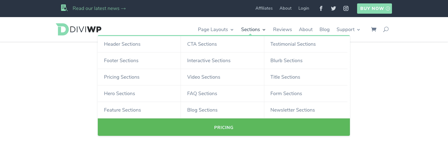 While Headers 14 - 20 includes a 3 column design and an optional fullwidth menu item button