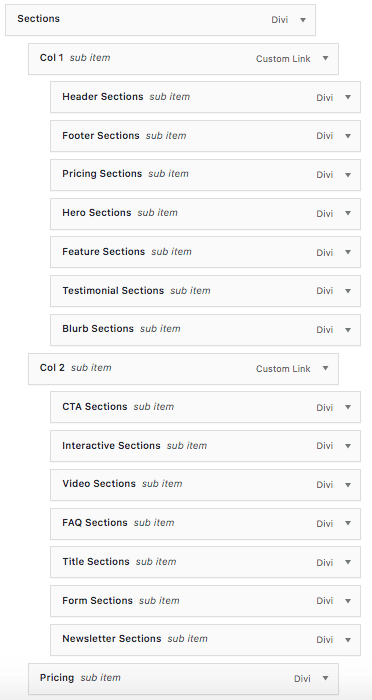 You'll need to create a nested hierarchy as per the example menu setup below