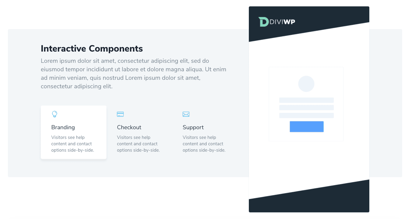 Each blurb module can be customised along with the corresponding image