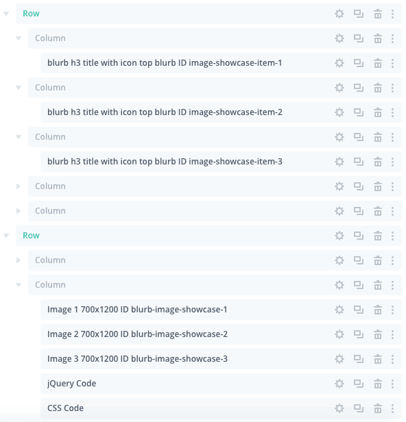 Each blurb module can be customised along with the corresponding image