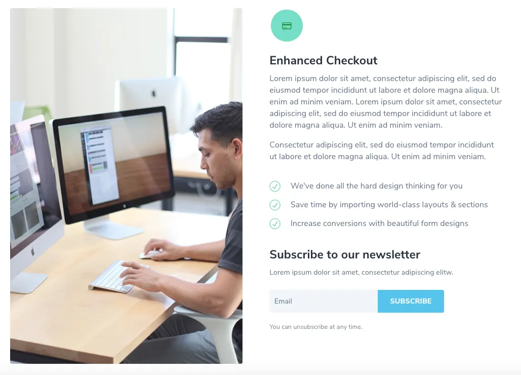 Service Section - Email Optin Module