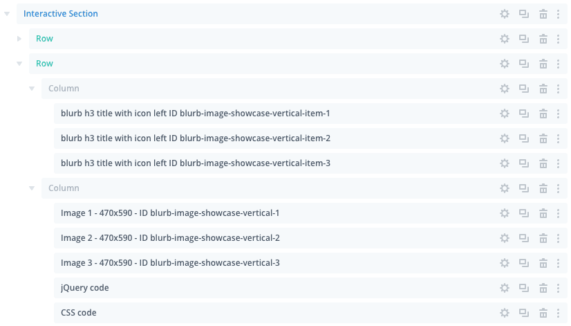Each blurb module can be customised along with the corresponding image