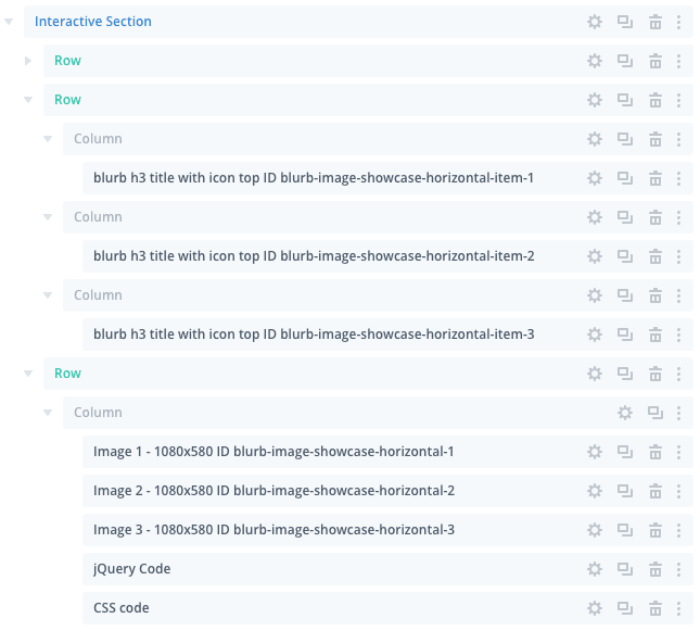 Each blurb module can be customised along with the corresponding image