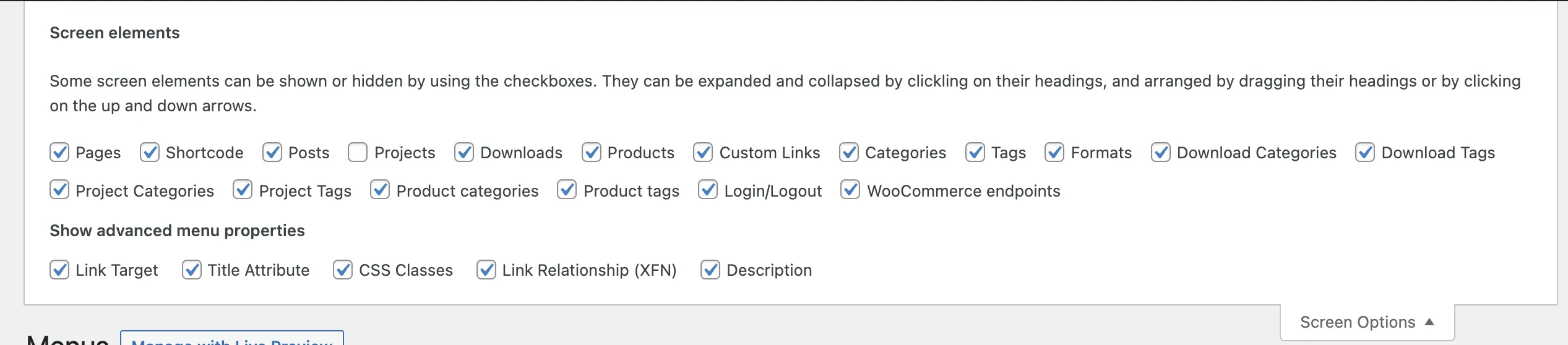 Click on the "Screen Options" drop-down in the top right of the page and then make the "CSS Classes" checkbox has been…