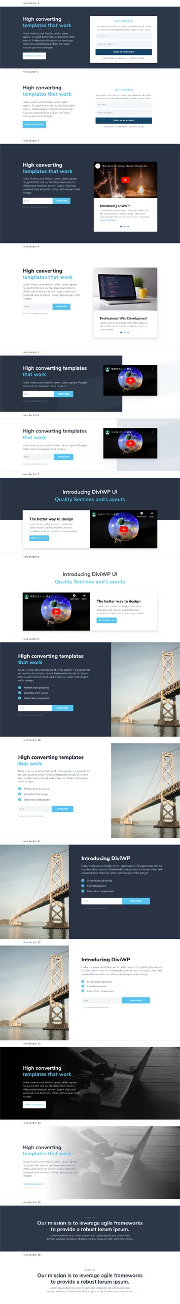 Here is an example of what the Hero layout looks like after it's been imported in a new page on a website