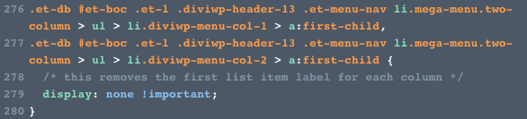 You can optionally display these menu items in your menu by changing display:none to display:block on line 279 of the Custom…