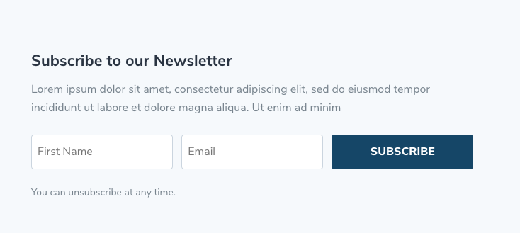 Newsletter Section 12, 14 and 16 - Email Optin Modules