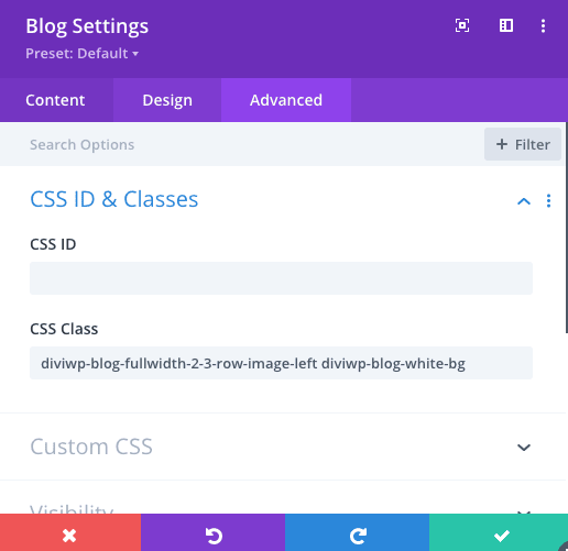 The Featured Post UI uses a Blog Module with custom classes set via Module Settings → Advanced → CSS ID and Classes