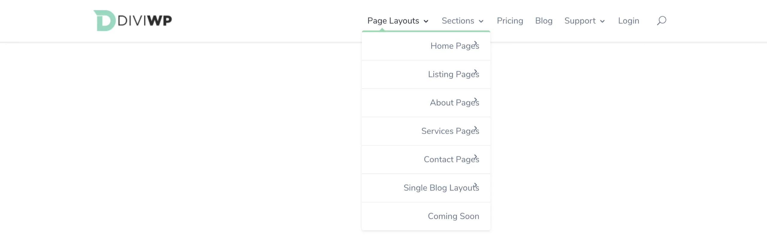 The result of the update will display DiviWP Header drop-down menu items right-aligned as per this screenshot