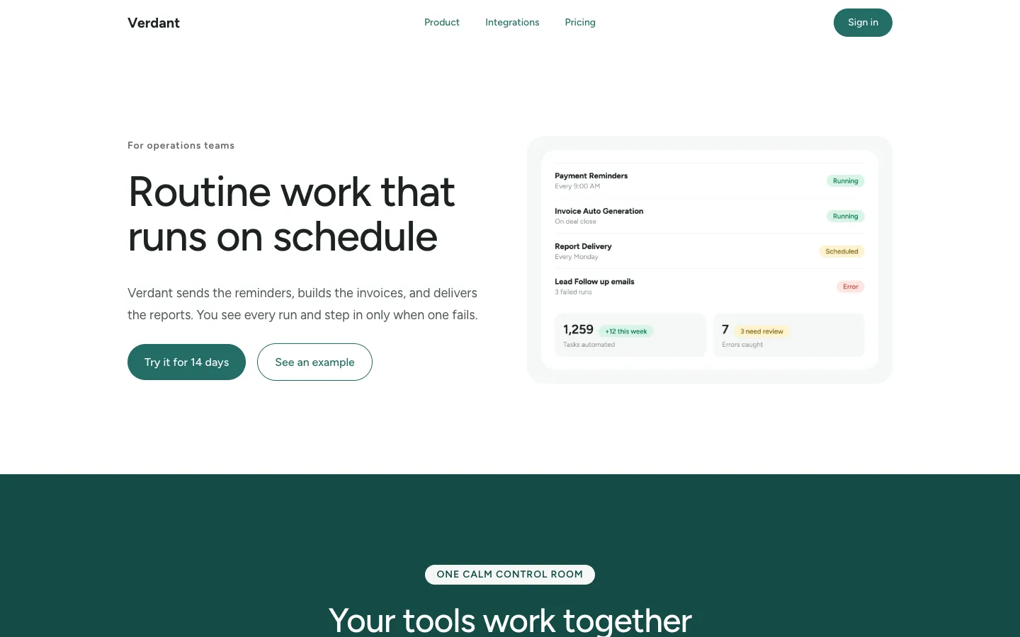 The Verdant kit demo page built in Divi 5