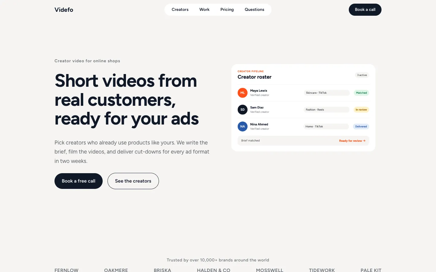 The Videfo kit demo page built in Divi 5