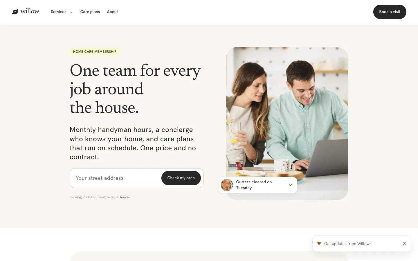 The Willow kit home page built in Divi 5